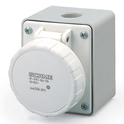 Zásuvka nástěnná IEC309 do 50V, rovný box - 535.3211